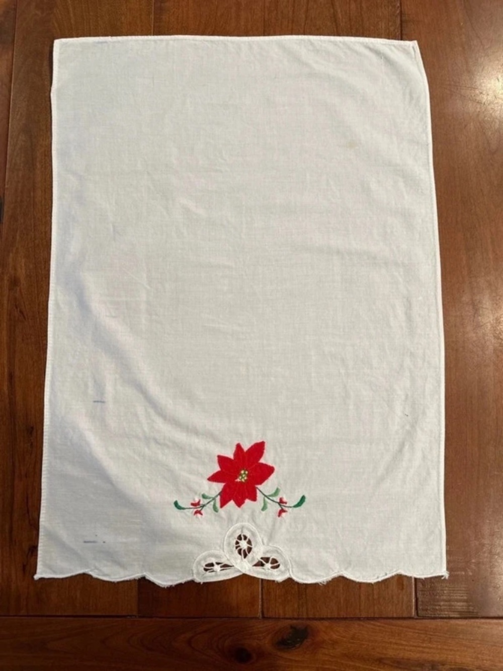 Vintage Handmade Poinsettia Hand Towel